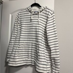 Motherhood Maternity White Hoodie with Black Stripes